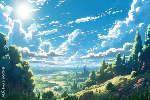 美しい青空の広がる雄大な自然：AI作品  © fumoto-lab