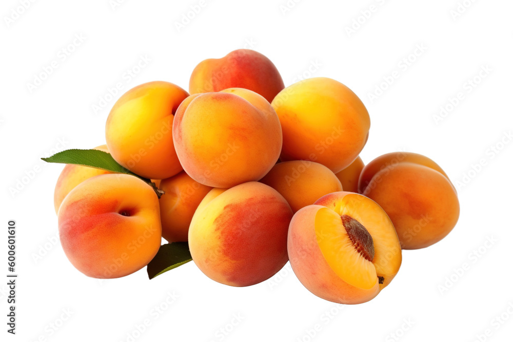 Stock photo of fresh Apricots on a pristine white isolated PNG Stock photo of fresh Apricots on a pristine white isolated PNG