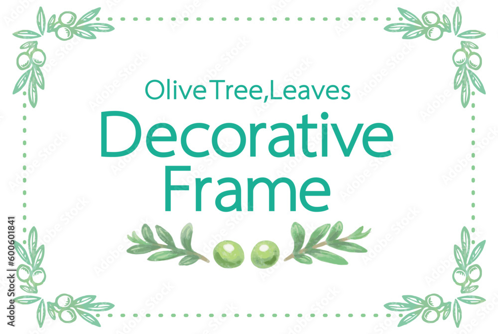 Obraz premium オリーブの水彩風イラストと、デザインテンプレート。ベクター素材。