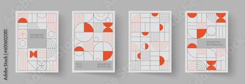 Fototapeta Trendy covers design. Minimal geometric shapes compositions. Applicable for brochures, posters, covers and banners.