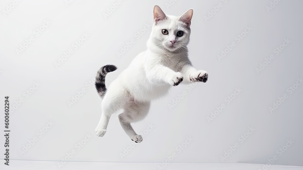 cute cat on white background, full body
