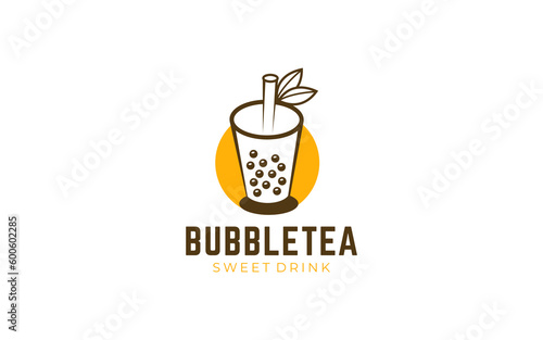 Illustration vector graphic of bubble tea drink concept logo design template on white background