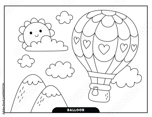 Hot air balloon coloring pages for kids