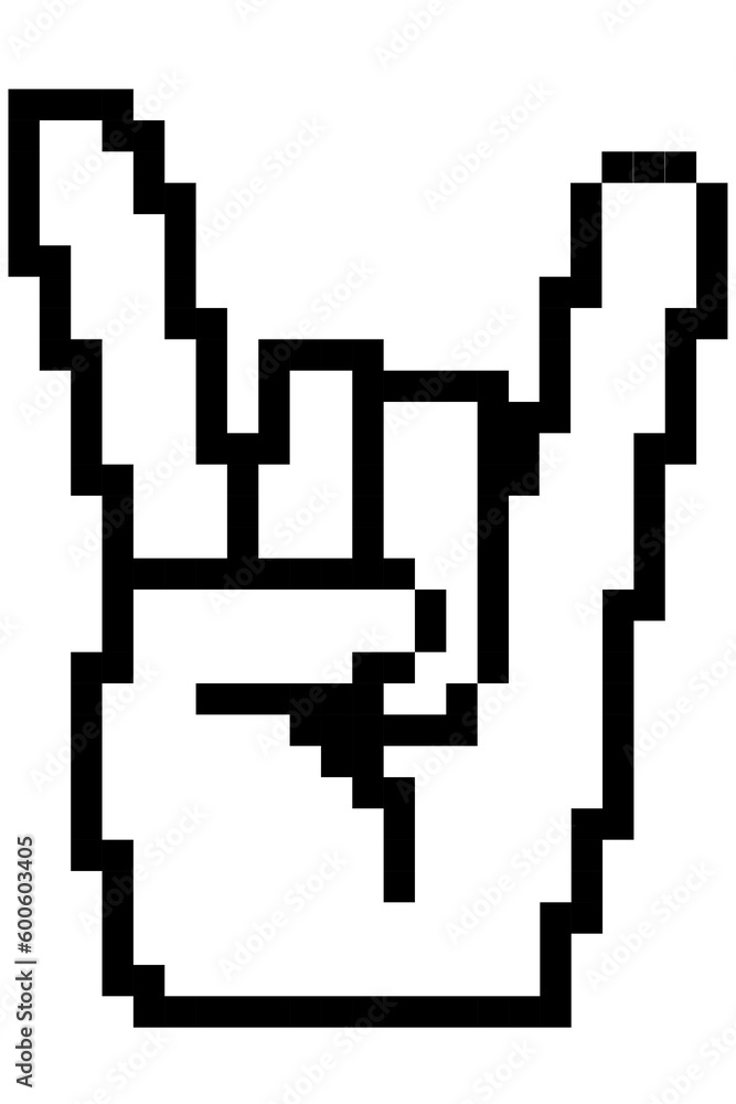Pixel hand rock and roll 8 bit for game assets vector illustration Pixel hand rock and roll 8 bit for game assets vector illustration