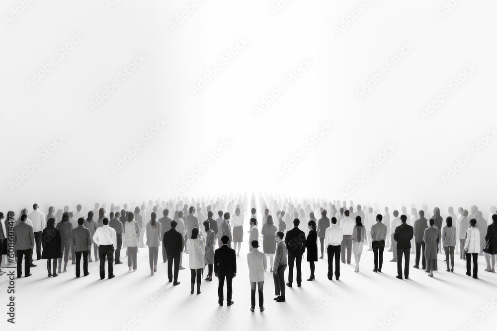 Naklejka premium Minimalist image of a small group of people, with clean lines and simple composition that emphasize the beauty of simplicity. Generative AI.