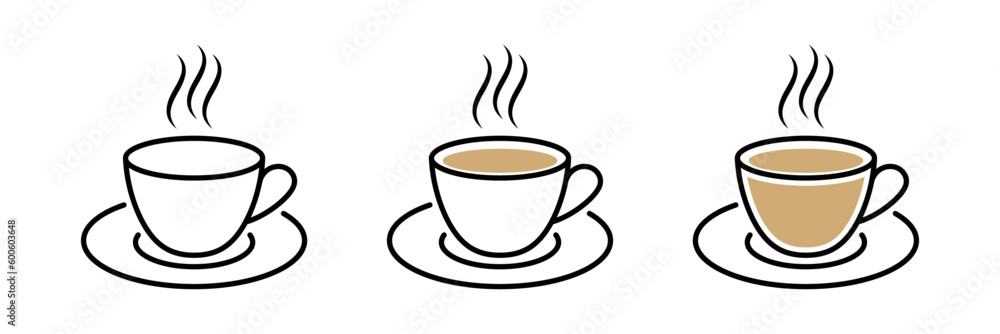 Cup of coffee icon set Cup of coffee icon set