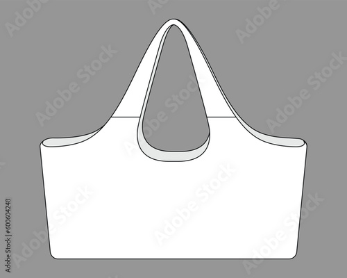 White large shoulder tote bag template on gray background, vector file