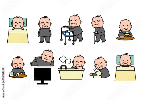 不機嫌おじいちゃんの一日・カラー