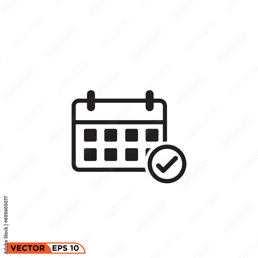 Icon vector graphic of calendar tick Icon vector graphic of calendar tick
