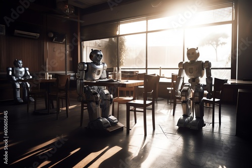 robots sitting in the restaurant 