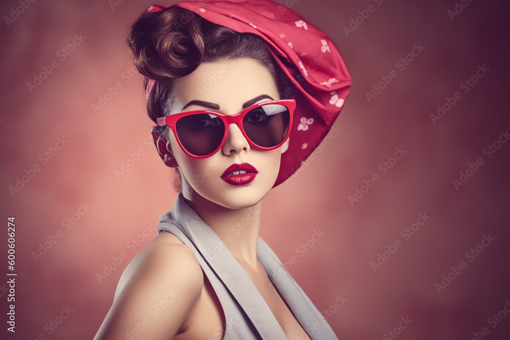 retro fashion model wearing sunglasses