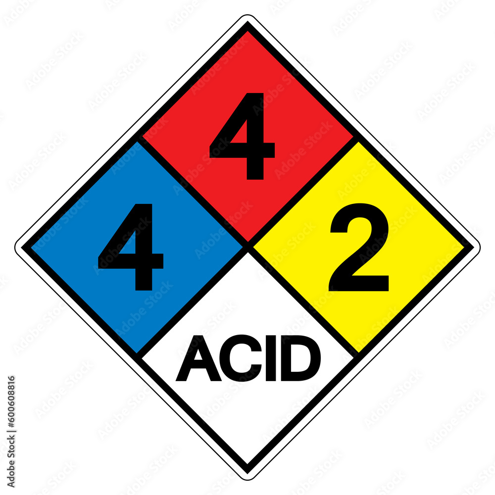 NFPA Diamond 704 4-4-2 ACID Symbol Sign, Vector Illustration, Isolate On White Background Label. EPS10 NFPA Diamond 704 4-4-2 ACID Symbol Sign, Vector Illustration, Isolate On White Background Label. EPS10