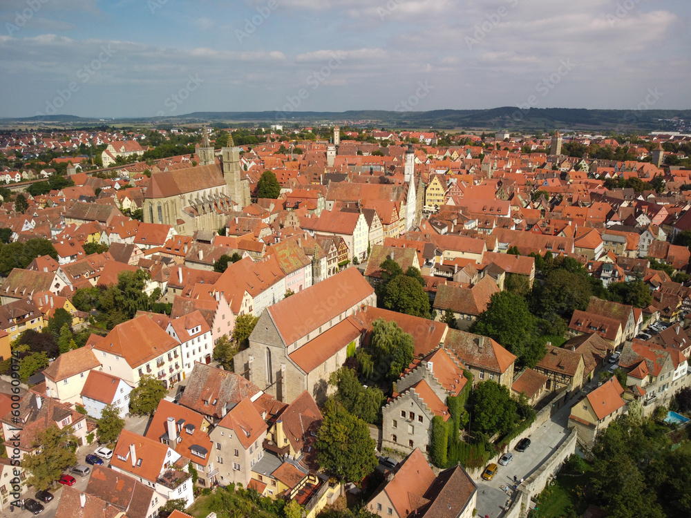 Classic view of the medieval town of Rothenburg ob der Tauber, Bavaria, Germany