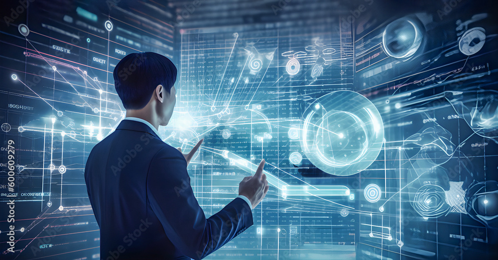 Business people using technology, global internet connection of business and digital marketing. Finance and Banking Digital Link Technology, Big Data, Investment concept, AI generated Business people using technology, global internet connection of business and digital marketing. Finance and Banking Digital Link Technology, Big Data, Investment concept, AI generated