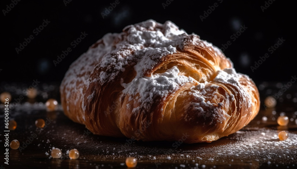 Freshly baked croissant, a sweet and buttery French delight generated by AI