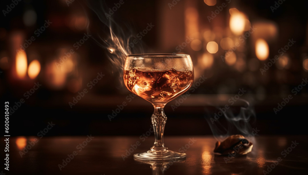 A luxurious celebration with wine, whiskey, and burning candles generated by AI A luxurious celebration with wine, whiskey, and burning candles generated by AI