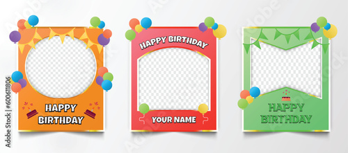Vector illustration of colorful photocall happy birthday frames