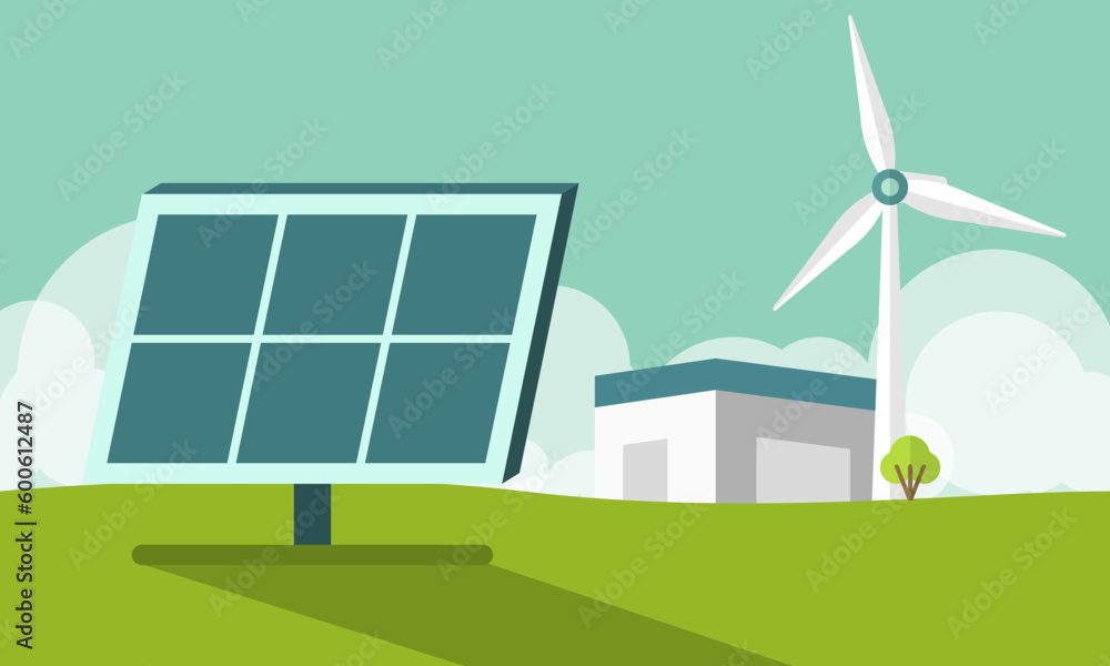 vector illustration of clean electric energy from renewable sources sun ...