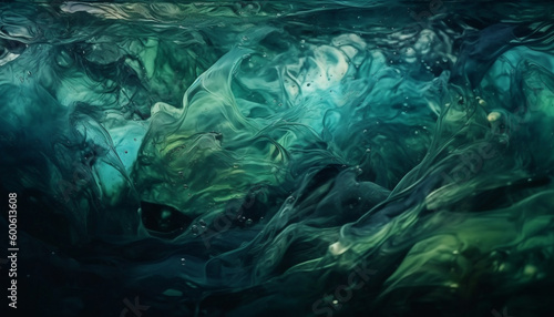 Deep underwater landscape, a flowing abstract pattern of sea life generated by AI