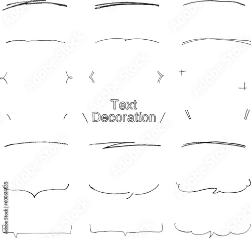 シンプルなモノクロの手書き風の線セット