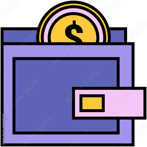 Coin Wallet Icon. Commerce Payment Symbol. Line Filled Icon Style. Vector Stock