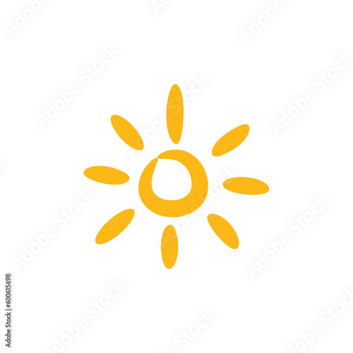 Swirly doodle sun icon for summer element. doodle sun clip art.