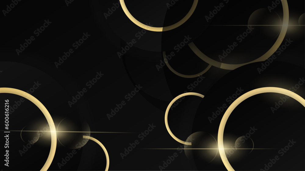 Fototapeta premium Gold element on black background with sparkle