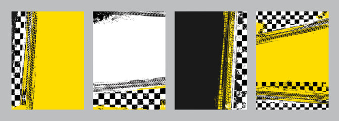 Ingelijste posters Formule 1 Rally grunge banner met bandensporen  © Vector Tradition