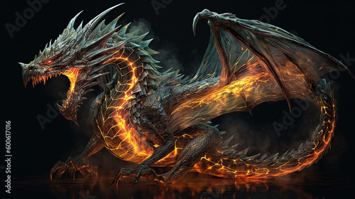 mysthical dragon with fierce face