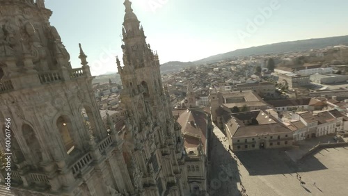 Cathedral of Santiago De Compostela located in Galicia (SPAIN) Plaza Obradoiro FPV Drone footage First Person View photo