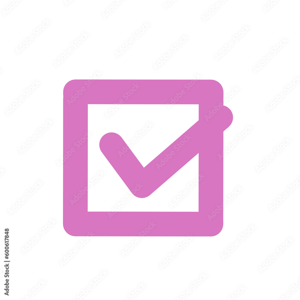 Pink check mark icon, pink check box icon, pink tick icon Pink check mark icon, pink check box icon, pink tick icon