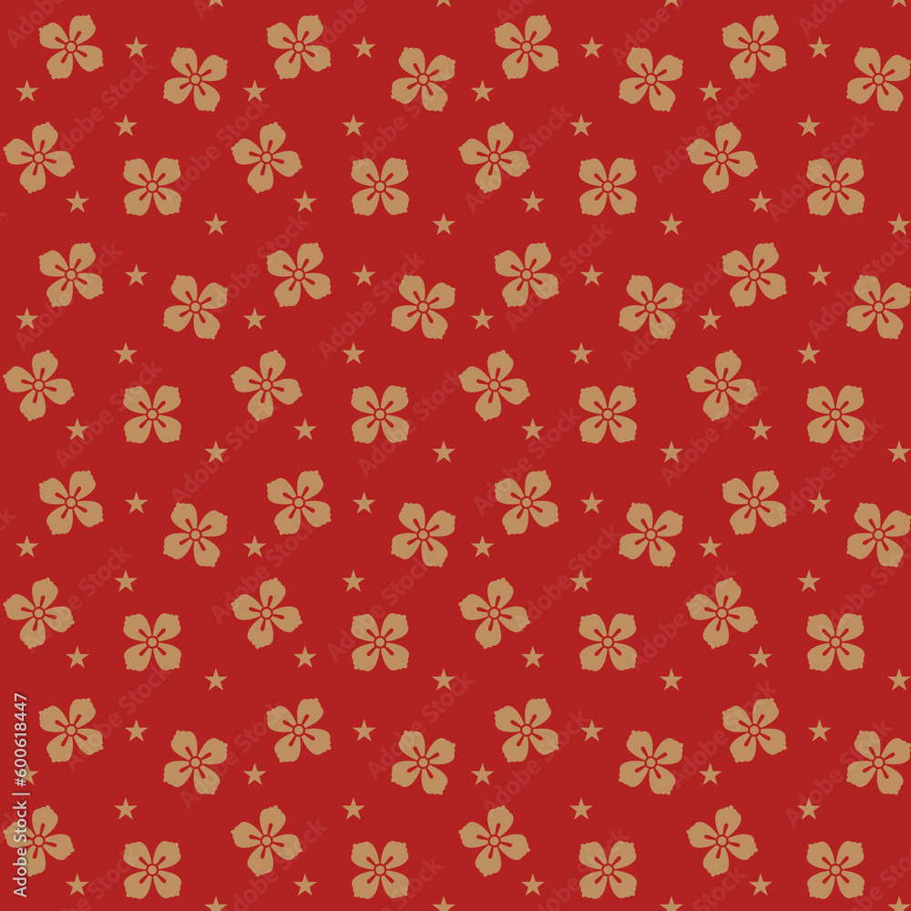 Seamless pattern with flowers and stars. Irregular. Wrapping paper. Seamless background. Textile.