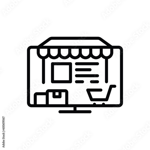 Black line icon for marketplace