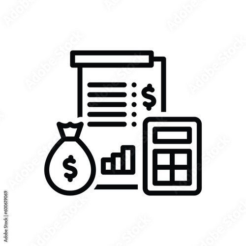 Black line icon for finances