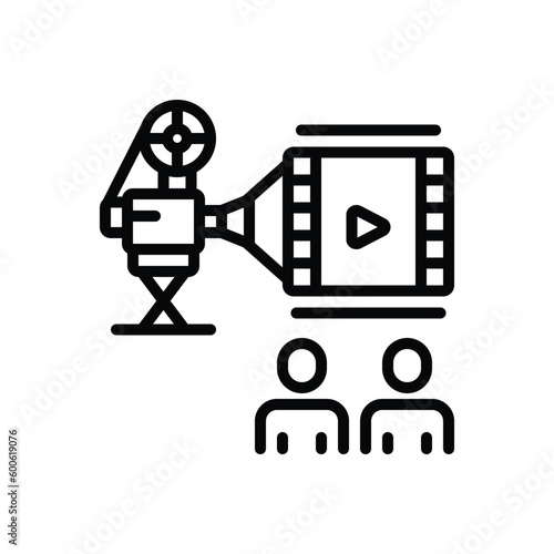 Black line icon for movies