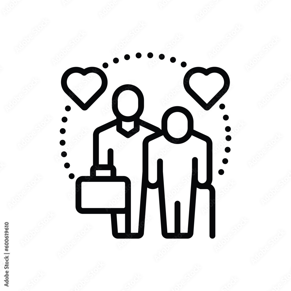 Black line icon for care Black line icon for care