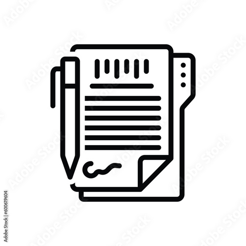 Black line icon for agreement 