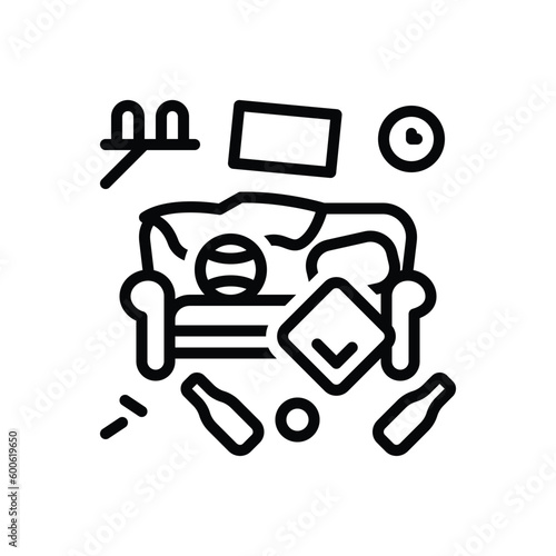 Black line icon for mess