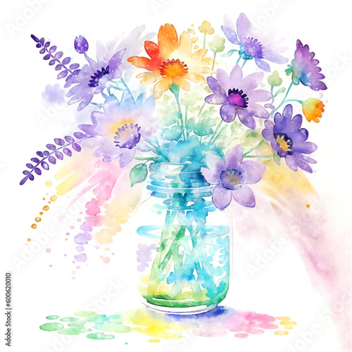 Beautiful watercolor floral illustration card