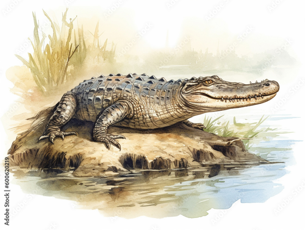 Obraz premium A Naturalist Illustration of an Alligator | Generative AI