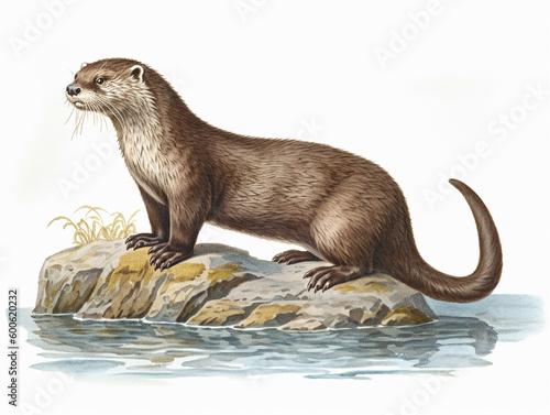 A Naturalist Illustration of an Otter | Generative AI