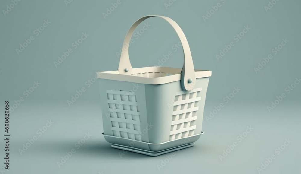 White Food and Fruits Basket on white isolated background, generative ai White Food and Fruits Basket on white isolated background, generative ai