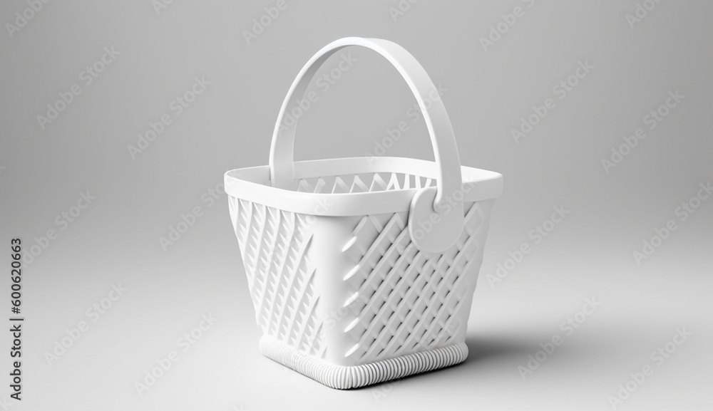 White Food and Fruits Basket on white isolated background, generative ai White Food and Fruits Basket on white isolated background, generative ai