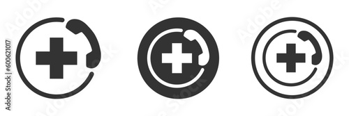 AID vector icons set. Emergency phone signs collection