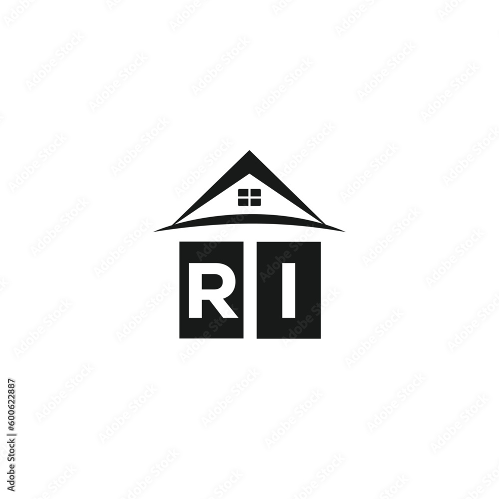 Initial letter RI real estate logo design template RI home or house letter logo Initial letter RI real estate logo design template RI home or house letter logo