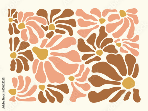 Abstract botanical art background vector. Natural hand drawn pattern design with leaves, branches. Simple contemporary style illustrated Design for fabric, print, cover, banner, wallpaper.