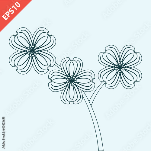 hand drawn dogwood flower logo icon design vector flat isolated illustration