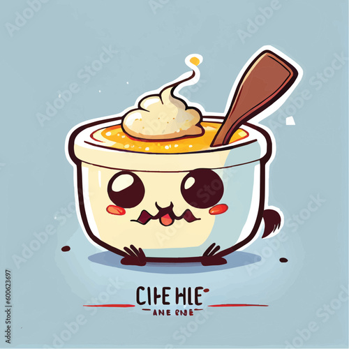 cute Creme brulee food character, cartoon, children book style, artistic, theme print design, for t-shirt print and case, Illustrator
