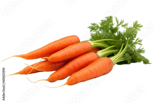 A bright and vibrant stock photo of fresh carrots on a pristine white isolated PNG photo