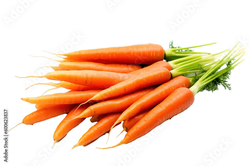 A bright and vibrant stock photo of fresh carrots on a pristine white isolated PNG